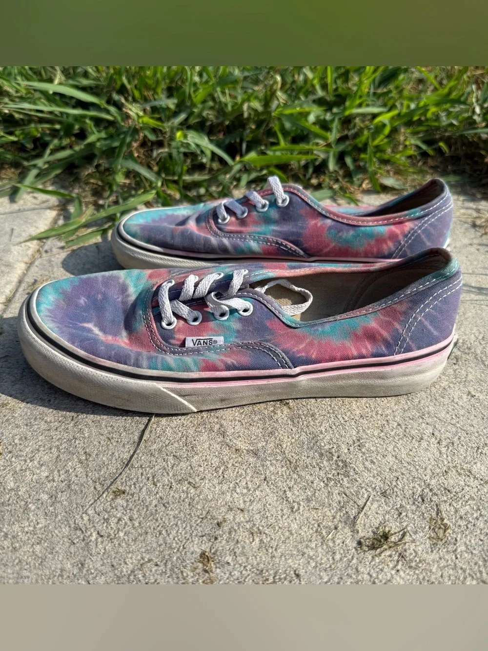 Nice purple blue pink Tie Dye canvas sneaker shoes Vans kids girls size 3.5
